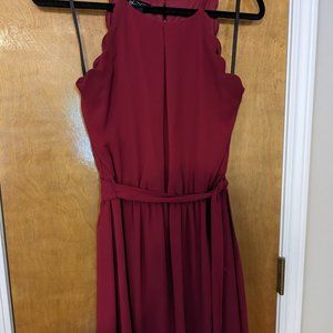BCX cranberry red dress with tie belt